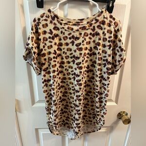 Cupio Brown Leopard Print Short Sleeve Top
